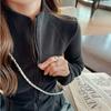 Women's Autumn and Winter Padded Warm Zipper Long Sleeve Slim Medium Neck Top