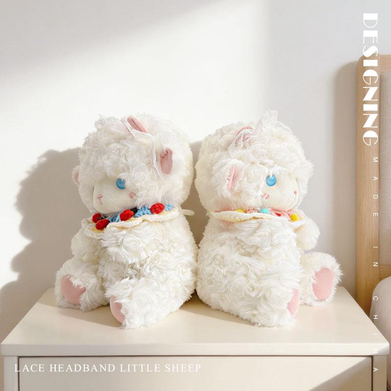Lace Hairband White Sheep Plush Toys 22cm Sheep Stuffed Doll Accompany Sleep Toy Home Decor Toys Kids Toys Birthday Gifts