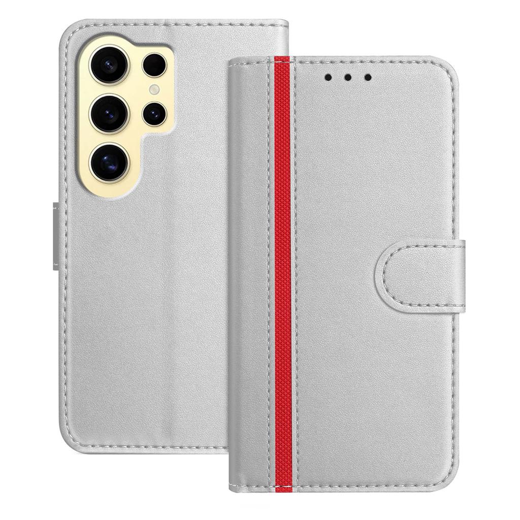 For Samsung Galaxy S24 Ultra Phone Cases Wallet Stand Color Splicing Leather Cover with Magnetic Clasp