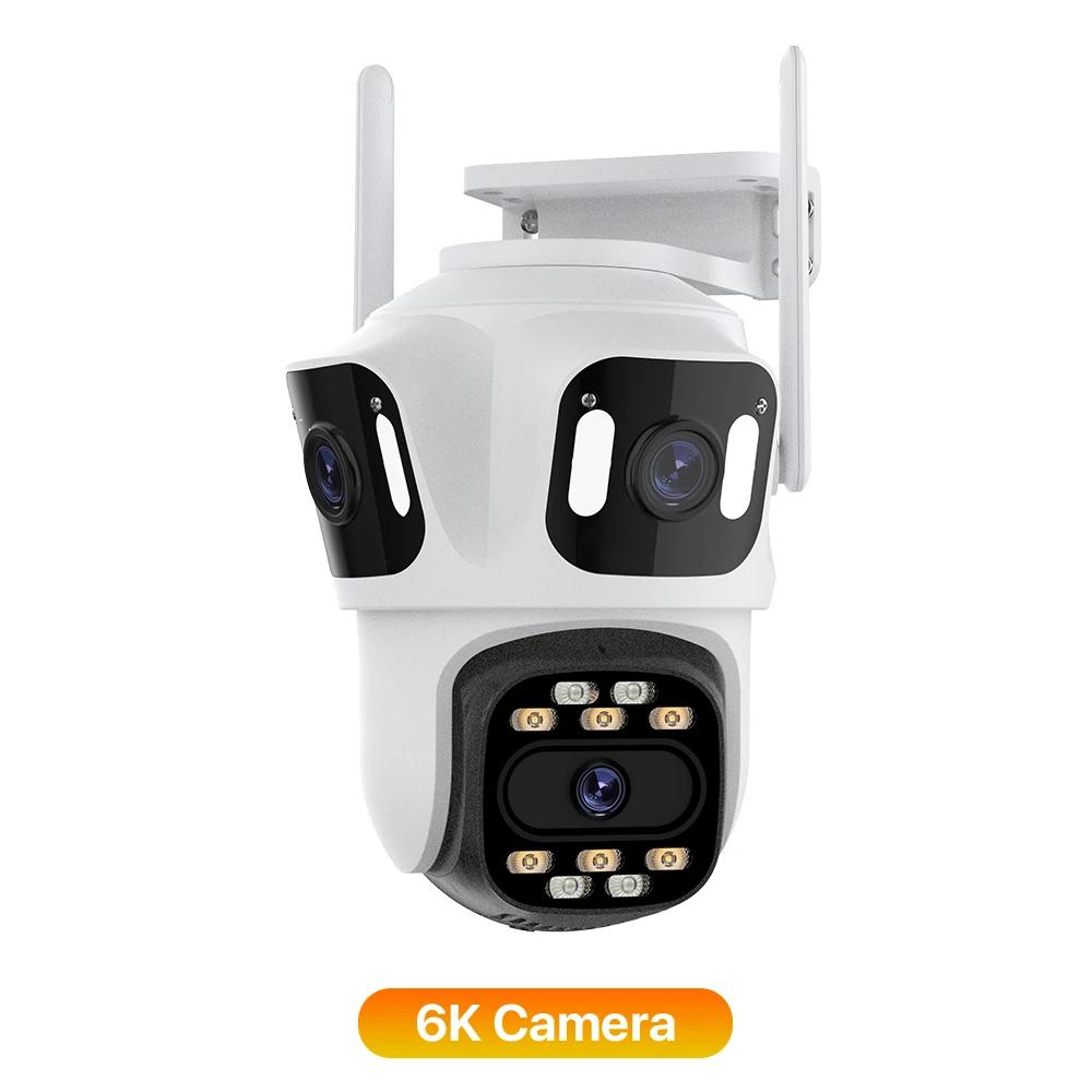 3-линзовая Wi-Fi PTZ-камера с тремя экранами, 6K 4K HD, для улицы, IP-камера, автотрекинг, видеонаблюдение, CCTV-камера, P2P, ICSEE