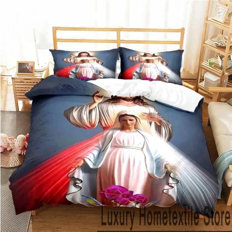 3D-принт Священное Сердце Иисуса Христа Комплект постельного белья Двуспальный Твин King Пододеяльник Одеяло Наволочка Для Мальчиков Девочек Взрослых Спальня