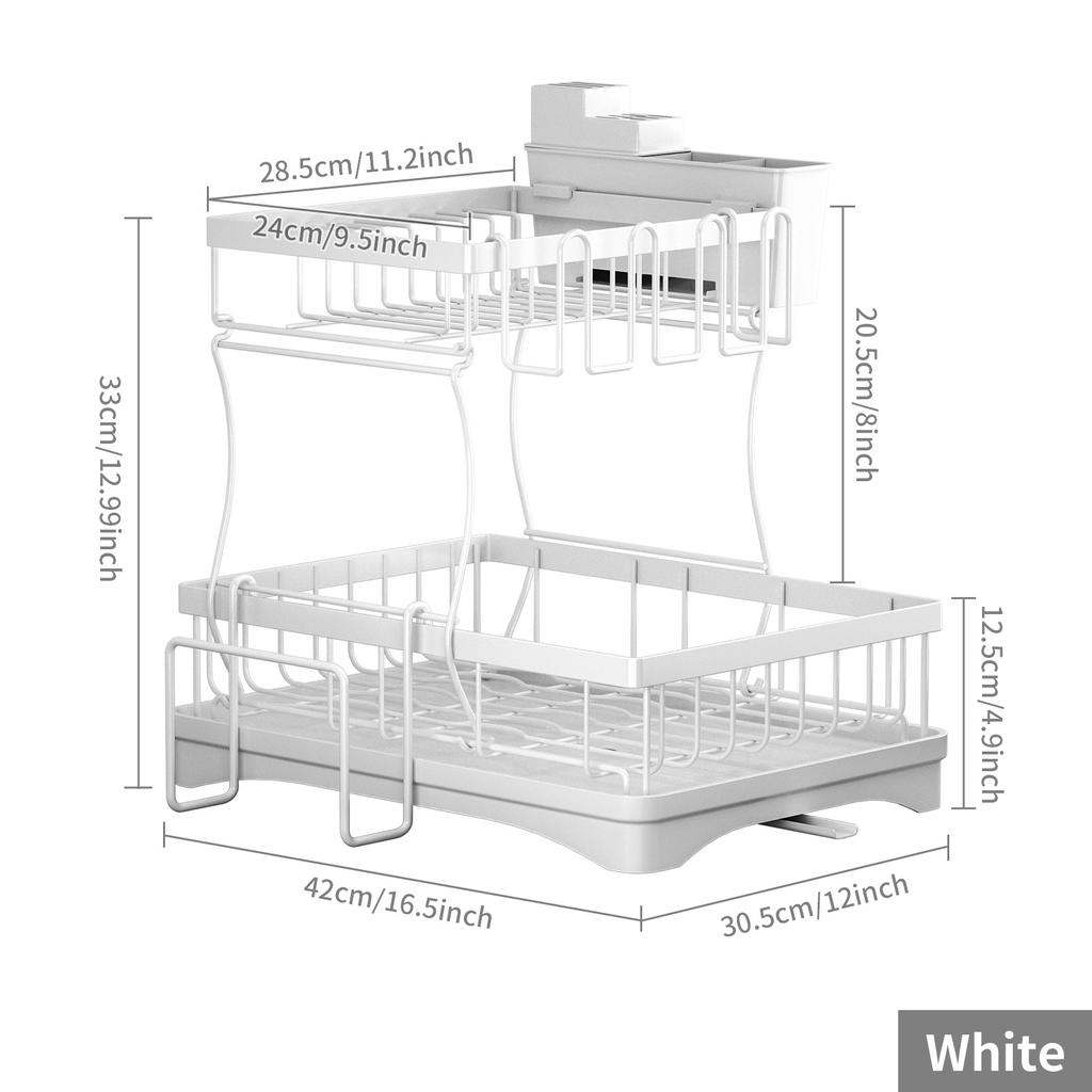 Сушилка для посуды, 2-х уровневые сушилки для посуды для кухонной стойки, большая сушилка для посуды из нержавеющей стали с крылом для сушки,