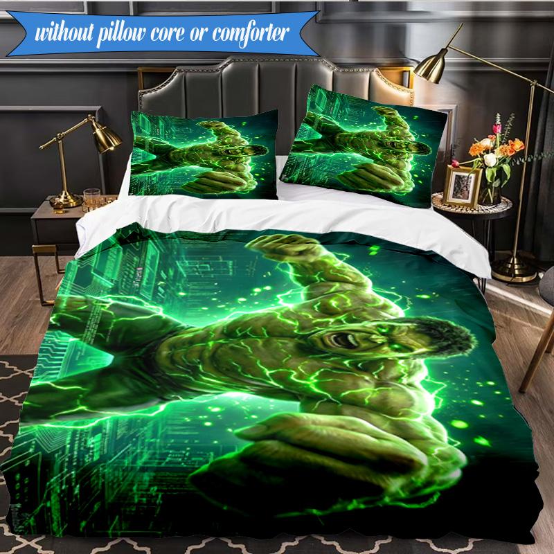 3PCS Green Hero Printed Bedding Set For Bedroom dormitory, Includes 1 Duvet Cover & 2 Pillowcases for All Seasons Home Decor Fan gifts