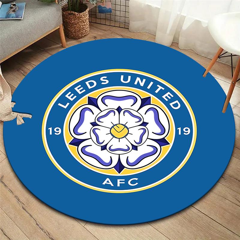 Leeds United Football Club Round Area Rug,Carpet Rug for Living Room Bedroom Sofa Playroom Decor,Non-slip Floor Mat