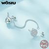 WOSTU Уникальные серьги-гвоздики из стерлингового серебра 925 пробы с кроликом, открытое кольцо для женщин, длинные звенья, зажимы для ушей, забавные вечерние ювелирные изделия на день рождения