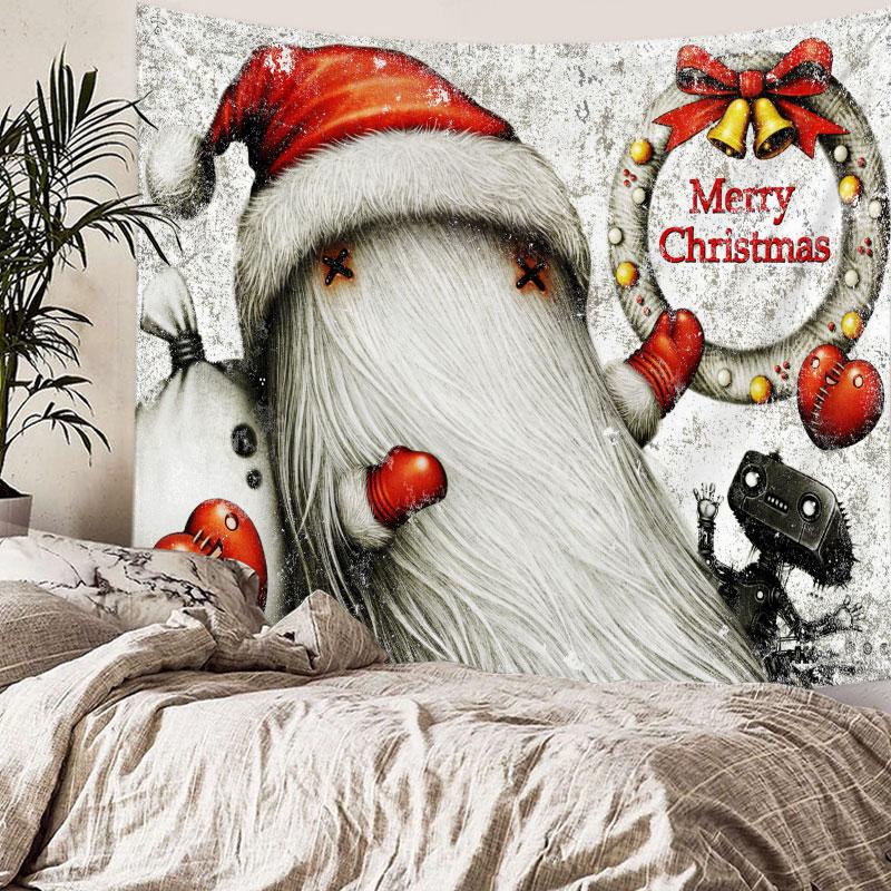 Домашний декор Веселый рождественский Санта узор Печатный гобелен Рождественская елка Гобелен Декор для гостиной и спальни Фон Ткань