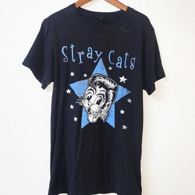 Винтаж Группа Stray Cats 90-е Ремейк Черная Футболка Короткий рукав S5XL NH19848