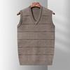 Men's Autumn Knitted Vest Middle-aged and Elderly Dad Casual Bottoming Shirt Grandpa with Sleeveless V-neck Sweater Men