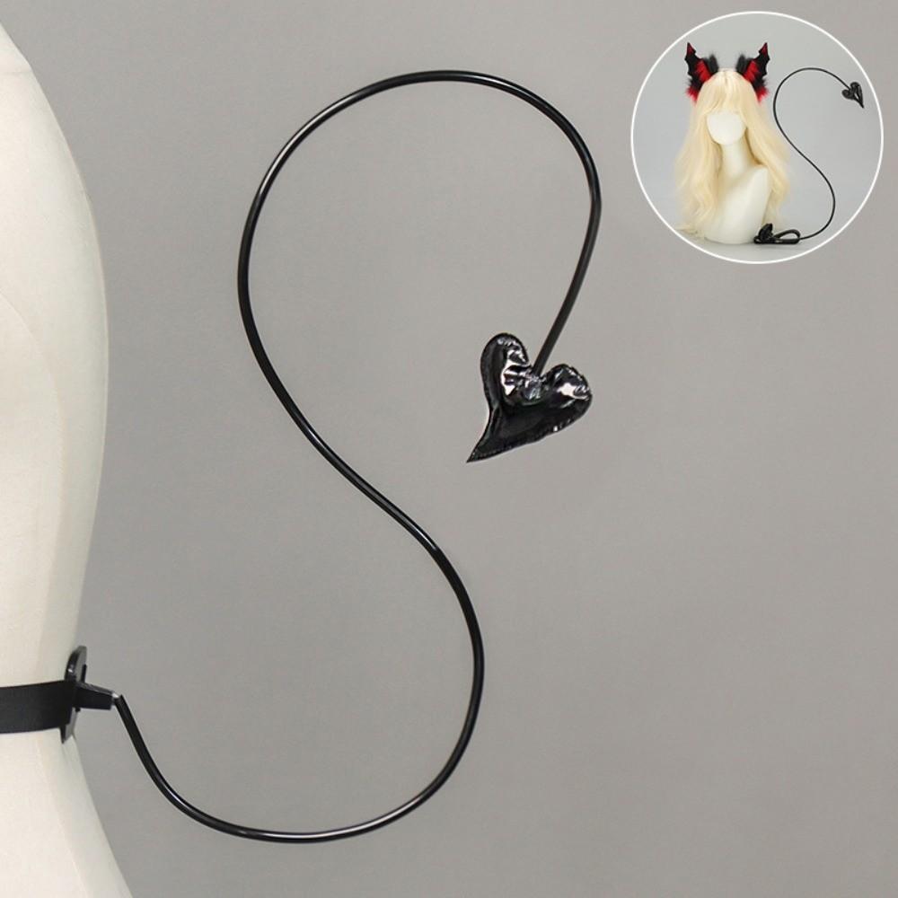 Black Demon Tail Prop Dark Gothic Cosplay Costume New Demon Horns Headband  Party