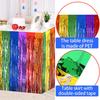 1Pc/2Pcs Rainbow Wavy Table Skirt Metallic Tinsel Foil Fringe Streamers for Birthday Wedding Fiesta Party Decoration