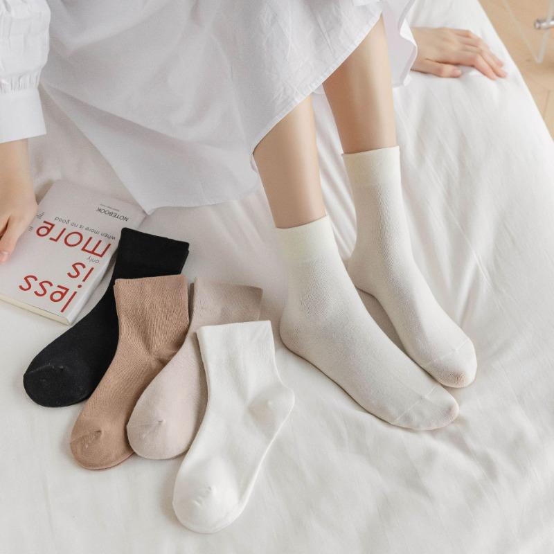 Однотонные послеродовые носки для женщин, носки до середины икры для весны и лета, простые женские носки