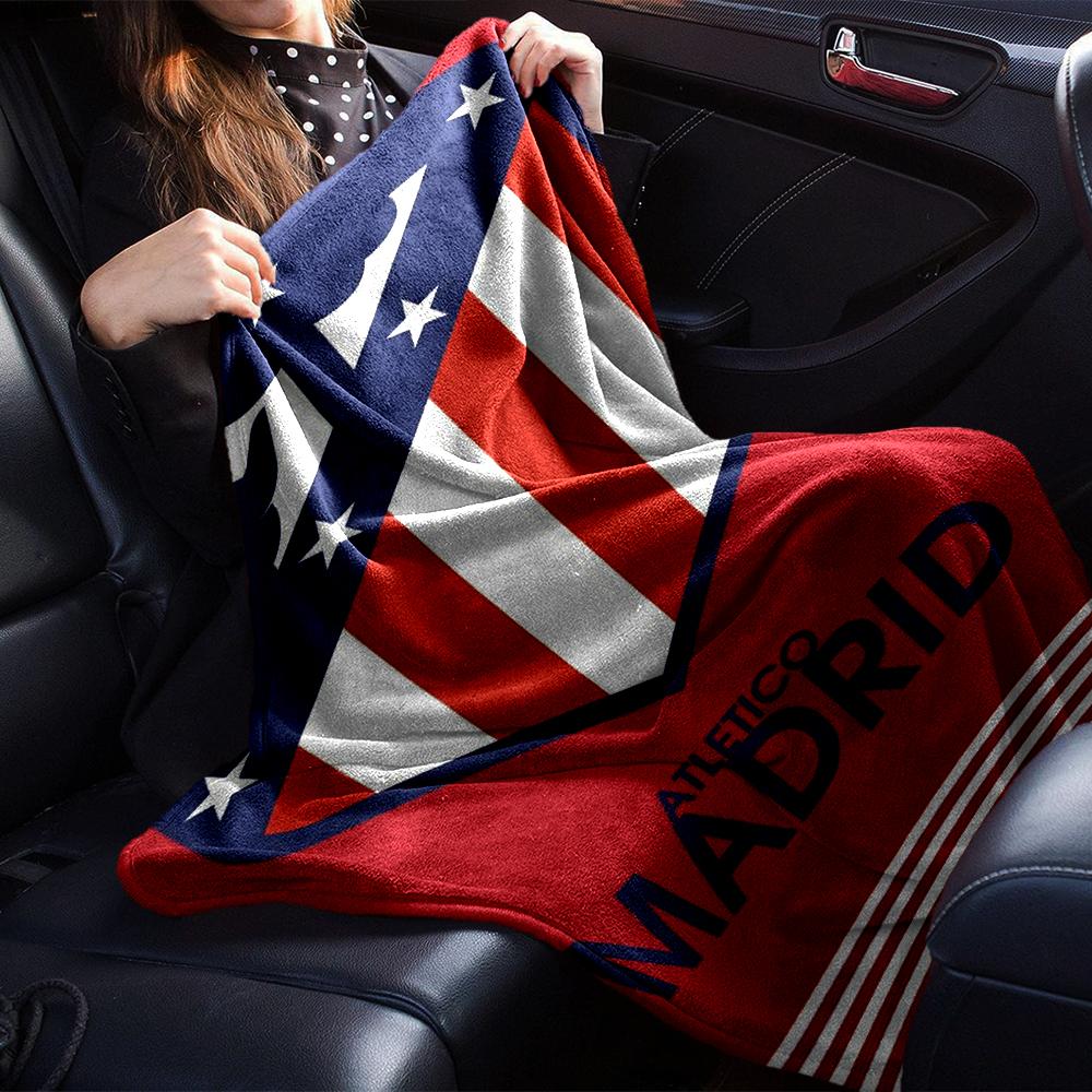 Atlético Madrid Theme Printed Blanket - Perfect for Couch, Bed, Travel & Outdoor Use | Machine Washable, Cozy & Durable.