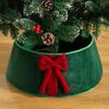 Yousheng Christmas Tree Skirt Soft Faux Suede Bow Design Foldable Reusable Base Cover Festive Christmas Decoration