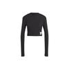 Lounge Ribbed Crop Long Sleeve Tee Women Tops Black IJ8469