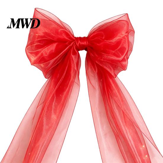 Big Fabric Bows for Birthday Events 79x20 Inch Giant Bow Christmas Tree Topper, Oversized Tulle Romantic Lawn Weddings Ornament with Long Streamer