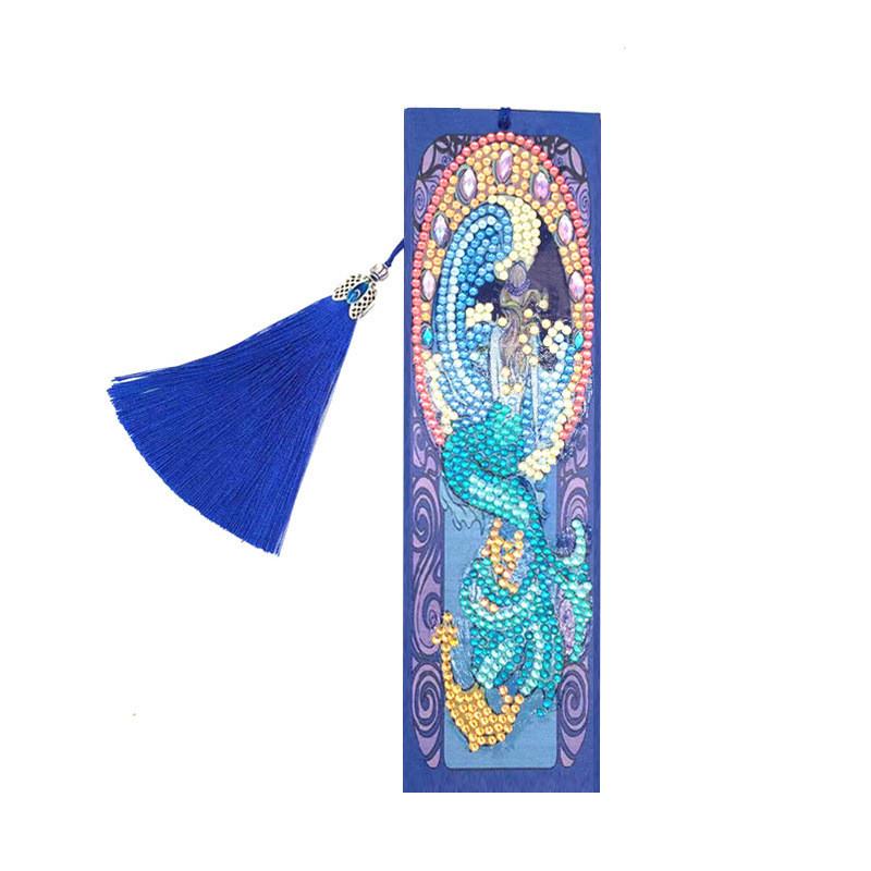 Cartoon Animal Flower 5D Diamond Painting Bookmark Kits DIY Mosaic Gift Special Shaped Diamond Tassel Leather Bookmark