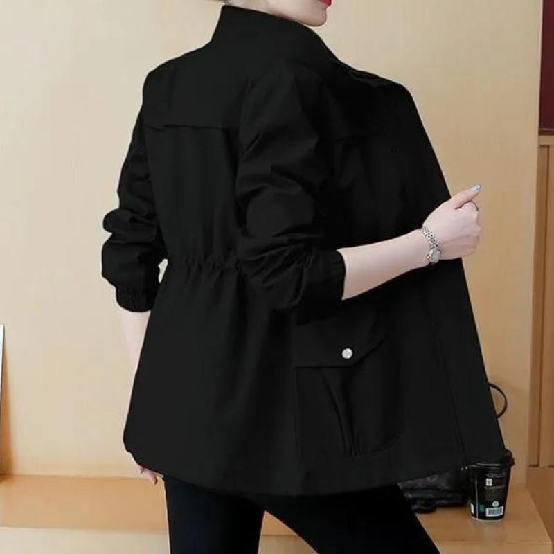 Женские куртки, новые, весна-осень, с длинными рукавами, повседневная, спортивная, верхняя одежда, женская, базовая, с лацканами, ветрозащитный кардиган, ветровка