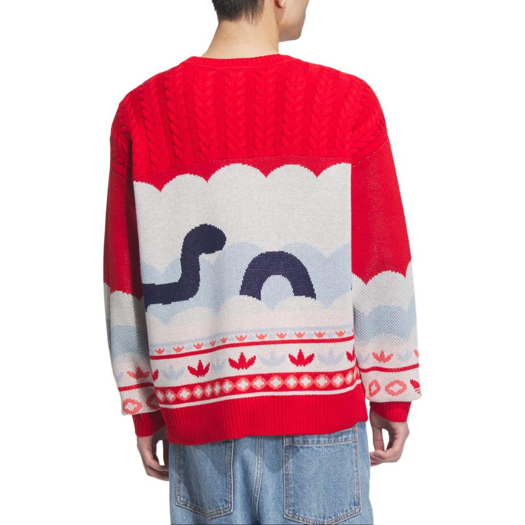 Adidas Originals FW24 Year Of The Snake Limited Edition LNY Knit Pullover Series Round Neck Soft Comfortable Sweater Unisex Sweater Red White JL8367
