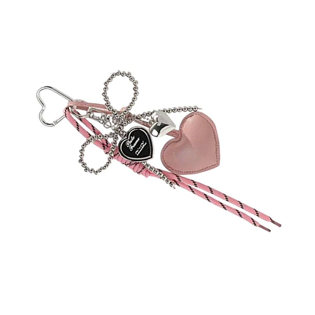 Стильный брелок-бантик с подвеской в виде сердца из искусственной кожи, плетеный шнурок для ключей, аксессуар для студентов и повседневного использования