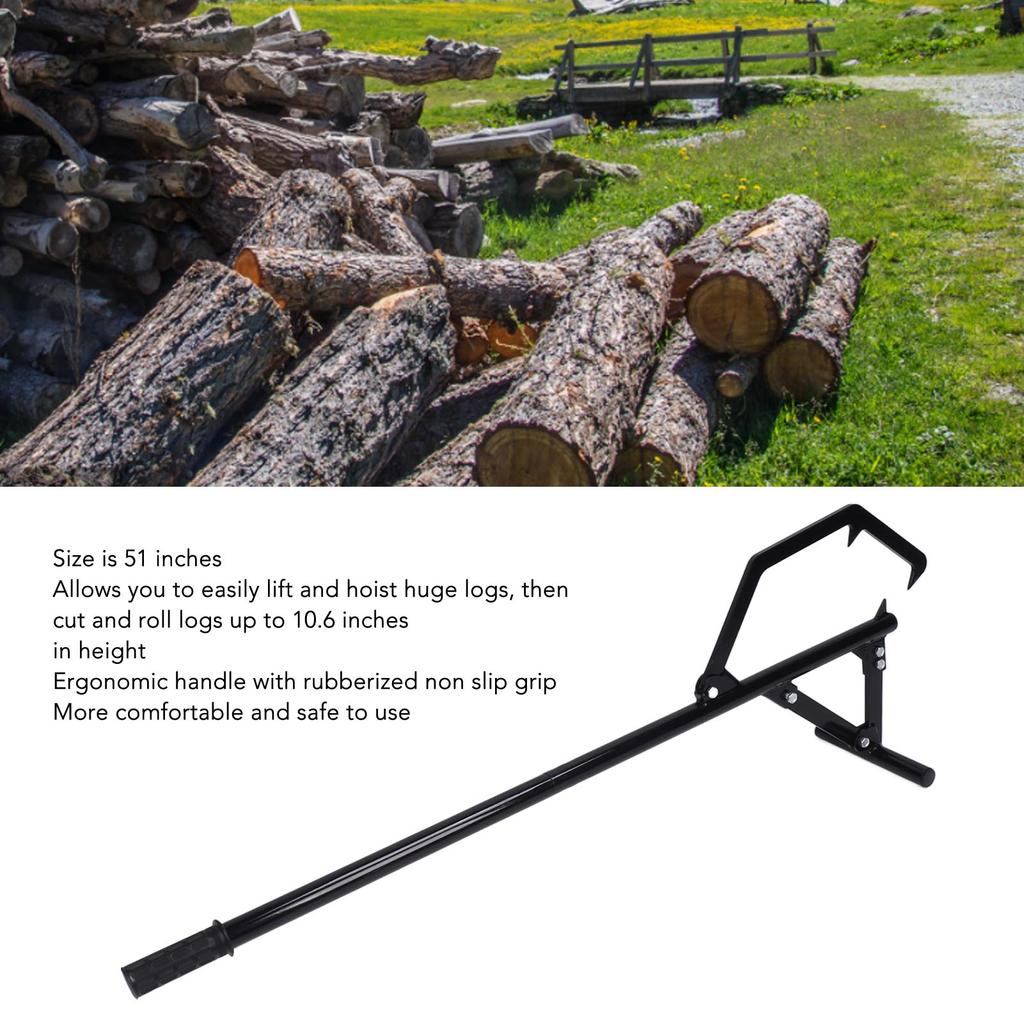 51in Log Lifter Adjusting Tilt Hook Rubber Non Slip Handle Log Wood Roller Lifter Jack for Farm Log Jack Log Wood Roller Lifter