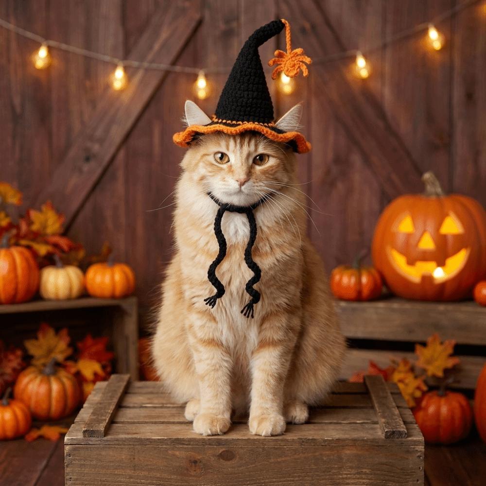 Adjustable Pet Halloween Star Hats Soft Cat Witch Hat Halloween Dog Costume Costumes Party
