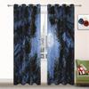 Starry Sky Forest Lake Moonlight Curtain, a Set of Two, Home Bedroom Living Room Curtain