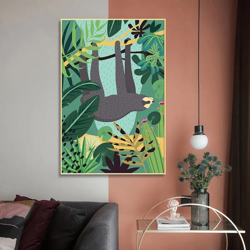 Картина на холсте с животными, коала, джунгли, постеры и принты, скандинавские листья монстеры, настенные художественные фотографии для гостиной, украшения дома