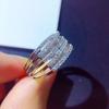 Huitan Sparkling White Cubic Zirconia Rings Full Bling Iced Out Women's Finger Accessories for Wedding Party Statement Jewelry
