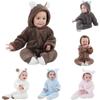 Baby Solid Color Warm Romper Newborn Infant Bodysuits Hoody Jumpsuit Crawling Clothes
