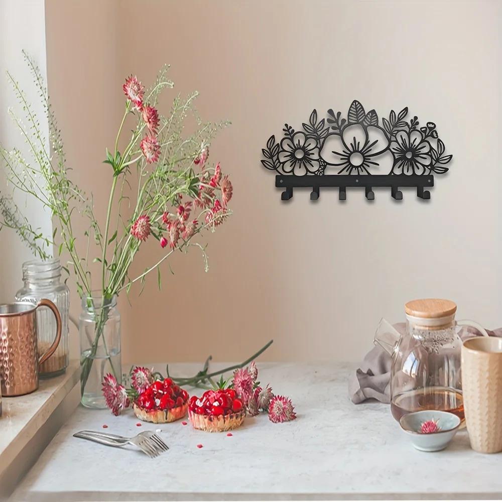 Красивая цветочная ключница – настенная вешалка для одежды, элегантный настенный декор для прихожей и спальни, стильный органайзер для любого пространства