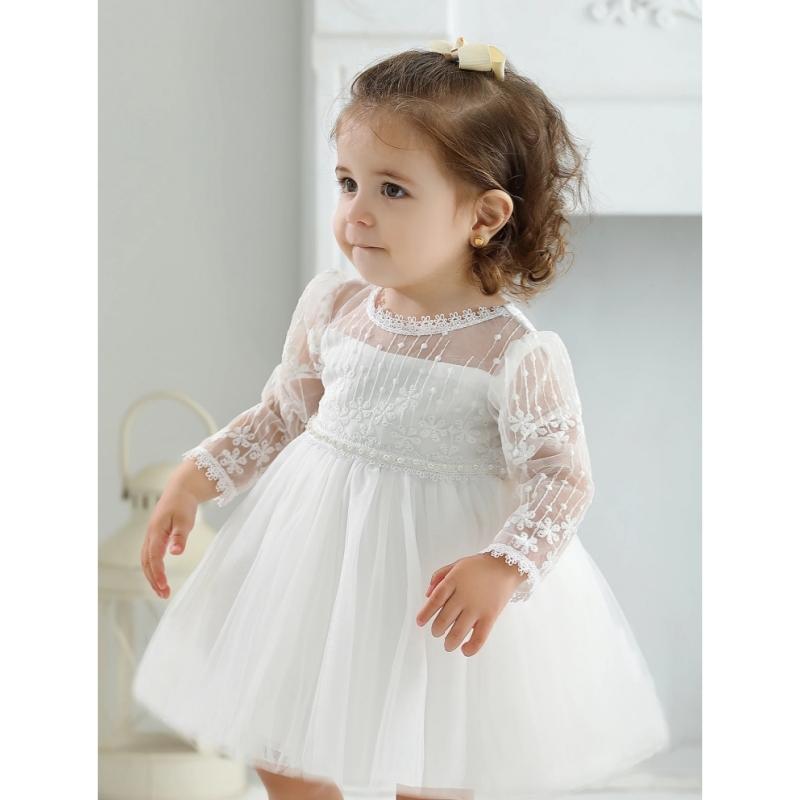 Детские крестильные принадлежности, платье для малышей, платье для девочек, вечеринка, день рождения, свадьба, принцесса, белые платья для детей, девочка