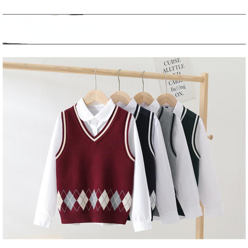 Детский свитер, вязаный жилет, осенне-зимний повседневный жилет для мальчиков и девочек