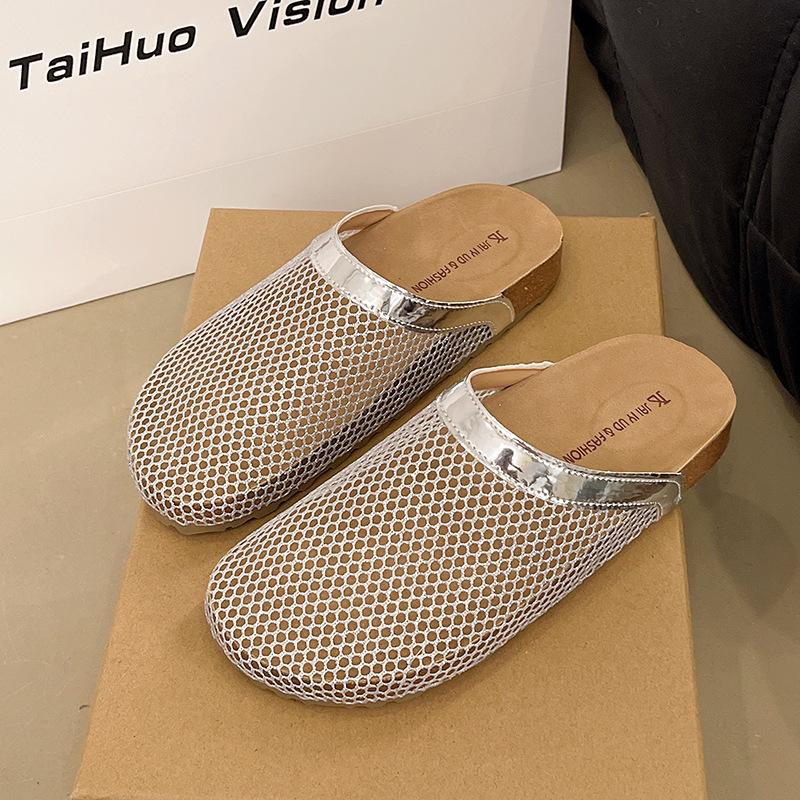 Полая сетчатая сумка-голова для рыбалки, женские полушлепанцы 2025, новая модная универсальная модель с юбкой, пляжные прохладные шлепанцы на одной педали