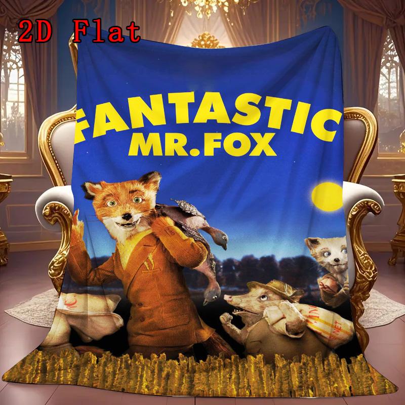 Fantastic Mr. Fox 2D Flat Pattern Flannel Blanket High quality All Seasons Warmth and Comfort Perfect for Christmas Gifts.SMT0917005