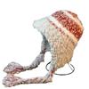 Ethnic Style Striped Splicing Knitted Woolen Hat Autumn and Winter Women's Thickened Warm and Cold Proof Ear Protection Hood Lei Feng Hat