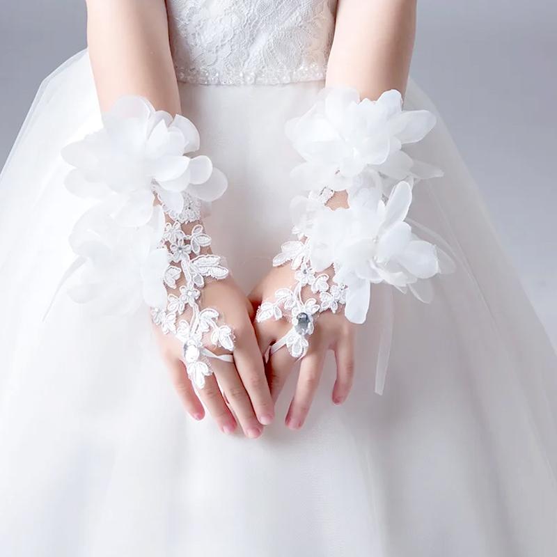 2 шт. Свадебные украшения Эстетическая красота Полые кружева Элегантные предложения вечеринка Одиночные вечерние цветочные перчатки танцевальные костюмы