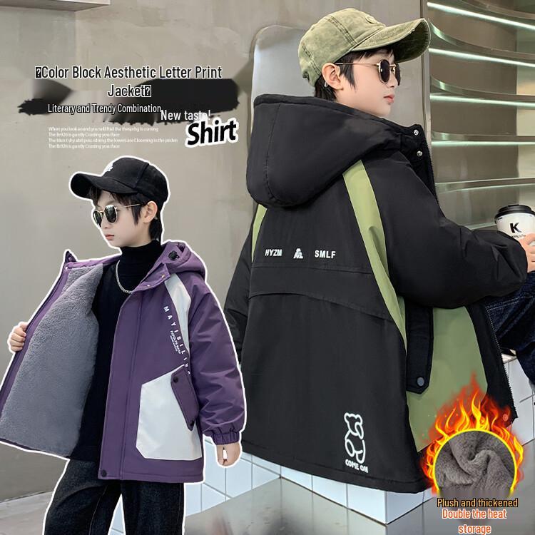 Модное хлопковое пальто для мальчиков 2025: Зимняя парка на бархатной подкладке