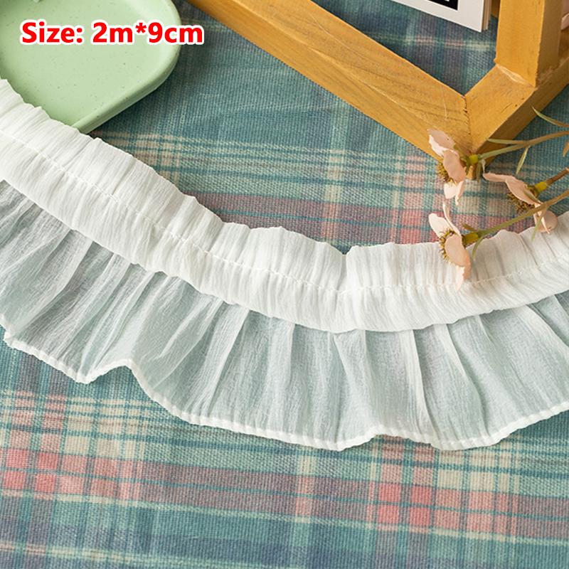 2М Шифоновая Плиссированная Кружевная Ткань Бахрома 9/10/12СМ Лента Отделка Для Шитья Рукоделия Аксессуары Юбки Одежда DIY Поделки