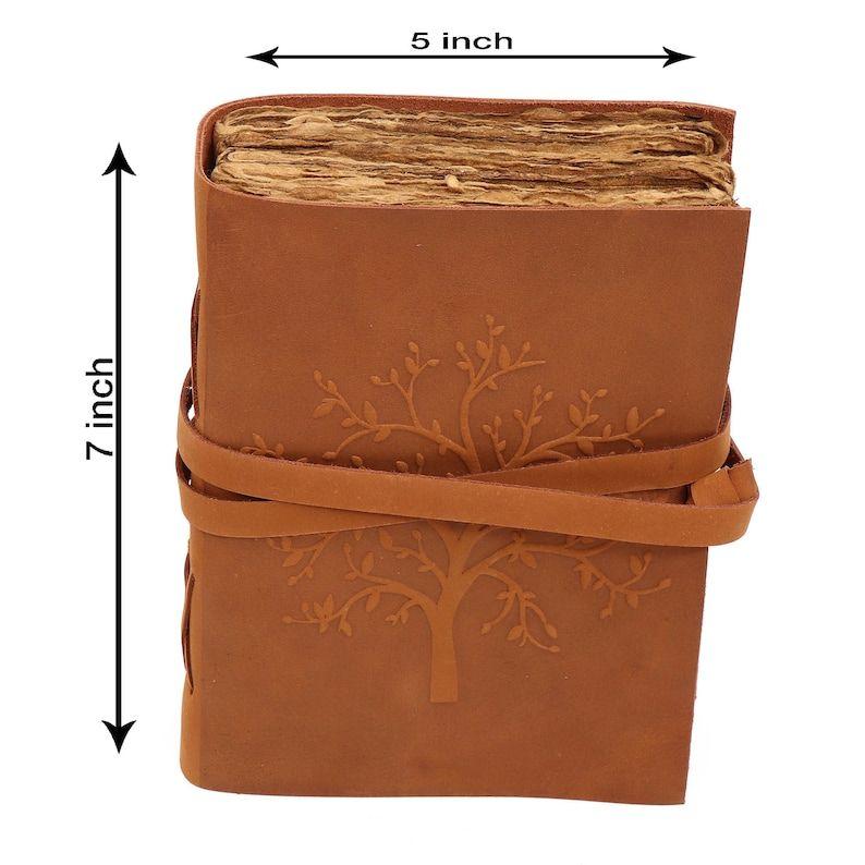 Кожаный дневник с тиснением на елке ко Дню святого Валентина, античный цвет, бумага ручной работы 5x7 дюймов для мужчин и женщин и подарок коричневого цвета