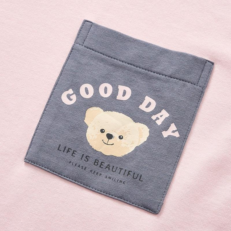 Fenteng [100% Cotton] Summer New Round Neck Sweet Cool Sports Short sleeved Home Clothes Set for Women's Pajamas