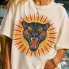 Roaring Panther Shirt, 70S Linocut Graphic Tee, Comfort Colors Cotton