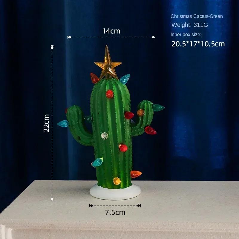Cactus Resin Decorative Ornaments LED Home Light Design Atmosphere Green Plants Courtyard Desktop Design Atmosphere