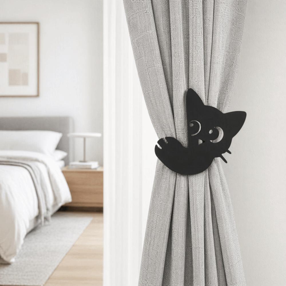 1 Pair Adjustable Curtain Tieback Fashion Curtain Buckle Ornament Black Cat Curtain Straps Bedroom