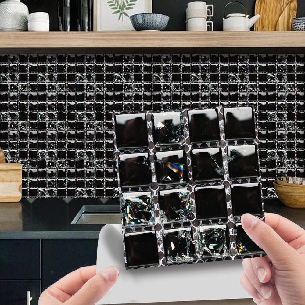 10 шт. Декоративные самоклеящиеся плиточные наклейки DIY Съемная мозаичная наклейка ПВХ 3D-эффект Наклейка на стену Декор для кухни и ванной