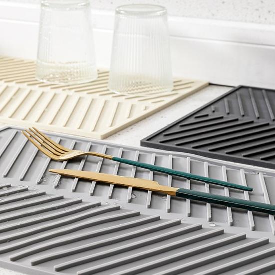 Силиконовый коврик для слива воды для кухонной стойки, нескользящий, термостойкий, сушильный коврик