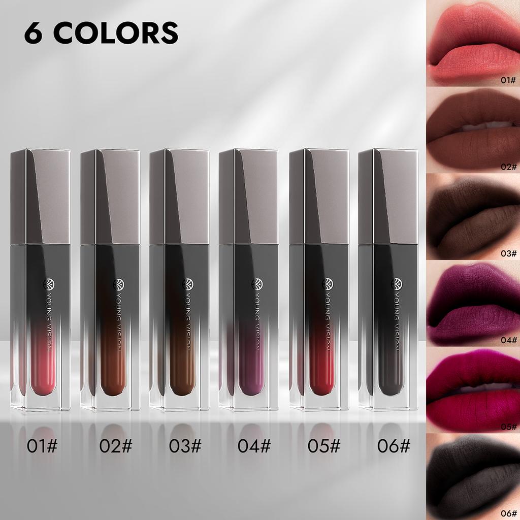 YOUNG VISION Матовый крем для губ 4-в-1: Водостойкий, Стойкий, Многофункциональный в 6 цветах
