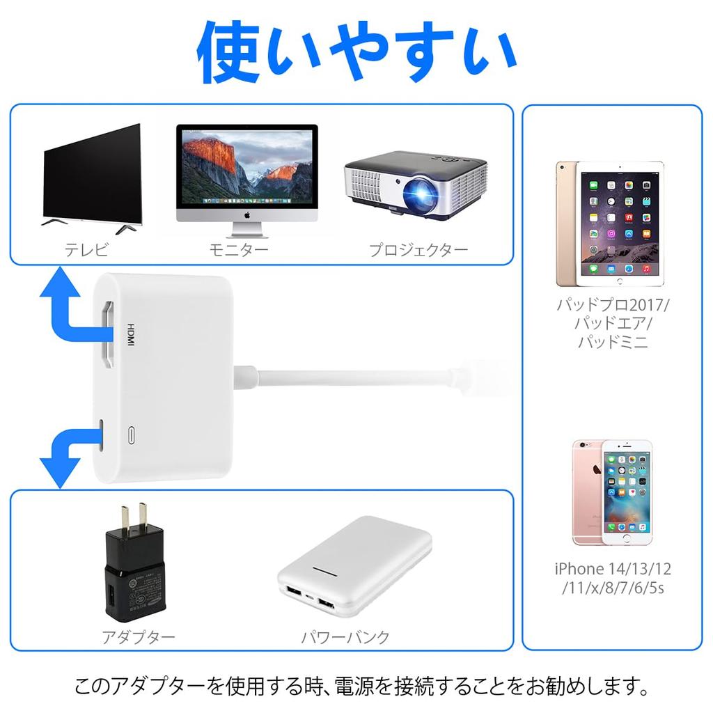 MFi Certified iPhone HDMI Conversion Cable Lightning HDMI Conversion Adapter iPhone HDMI Adapter Digital AV 1080P for iPhone No Delay Japanese