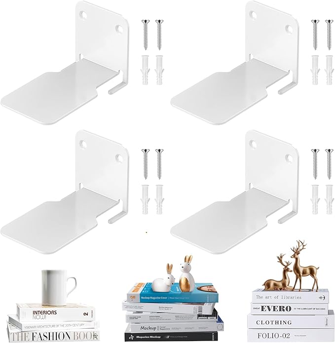 Heavy-Duty Invisible Floating Bookshelf Holder No Drill Hidden Hanging Storage Organizer for Bedroom Living Room Office Library