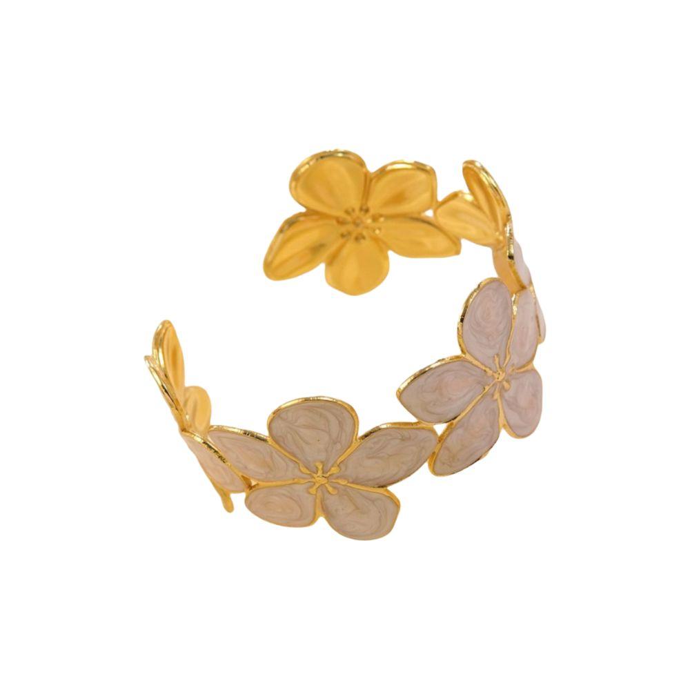 Non-Fading Flower Bangle Opening Design Women Wristband Cuff Bangle Bracelet Valentine's Day Gifts