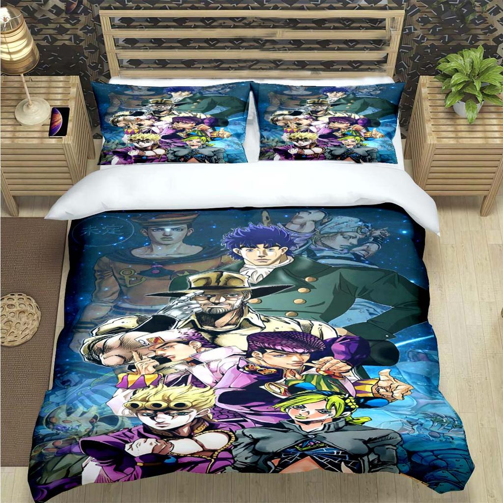Популярный мультяшный комплект постельного белья с принтом J-Jojo’s Bizarre Adventure, набор постельных принадлежностей, комплект одеяла, для подростков, девочек, полуторный, одинарный, детский подарок